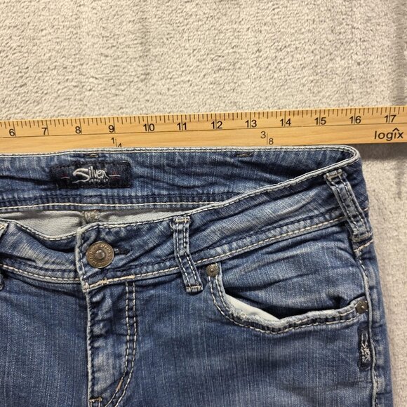Silver Jeans Co Jeans Womens 32x27 Blue Suki Ankle Slim Stretch Distressed Curvy - Picture 7 of 11